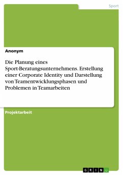Die Planung eines Sport-Beratungsunternehmens. Erstellung einer Corporate Identity und Darstellung von Teamentwicklungsphasen und Problemen in Teamarbeiten (eBook, PDF)
