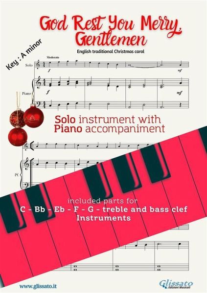 God Rest Ye Merry, Gentlemen (in Am) for solo instrument w/ piano (eBook, ePUB)