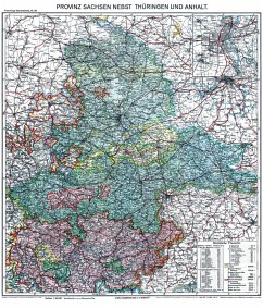 Historische Karte: Provinz SACHSEN nebst Thüringen und Anhalt im Deutschen Reich - um 1913 [gerollt] - Handtke, Friedrich