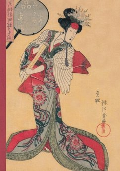 Carnet Ligné Estampe Femme À l'Éventail, Japon 19e - Sans Auteur