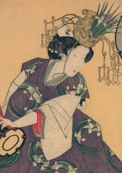 Carnet Ligné Estampe Femme Au Tambour, Japon 19e - Sans Auteur