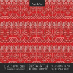 Christmas Pattern Scrapbook Paper Pad 8x8 Decorative Scrapbooking Kit for Cardmaking Gifts, DIY Crafts, Printmaking, Papercrafts, Red Knit Ugly Sweater Style - Crafty As Ever