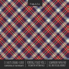 Vintage Plaid 1 Scrapbook Paper Pad 8x8 Scrapbooking Kit for Cardmaking Gifts, DIY Crafts, Printmaking, Papercrafts, Decorative Pattern Pages - Crafty As Ever