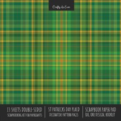 St. Patrick's Day Plaid Scrapbook Paper Pad 8x8 Scrapbooking Kit for Cardmaking Gifts, DIY Crafts, Printmaking, Papercrafts, Green Decorative Pattern Pages - Crafty As Ever