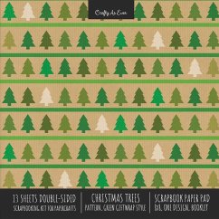 Christmas Trees Pattern Scrapbook Paper Pad 8x8 Decorative Scrapbooking Kit for Cardmaking Gifts, DIY Crafts, Printmaking, Papercrafts, Green Giftwrap Style - Crafty As Ever