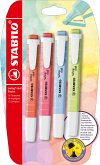 Textmarker - STABILO swing cool Pastel - 4er Pack - Prise von Limette, Kirschblütenrosa, Wolkenblau, Korallrot