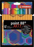 Fineliner - STABILO point 88 - ARTY - 18er Pack - mit 18 verschiedenen Farben