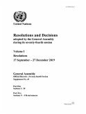 Resolutions and Decisions Adopted by the General Assembly During Its Seventy-Fourth Session: Resolutions, 17 September - 27 December 2019
