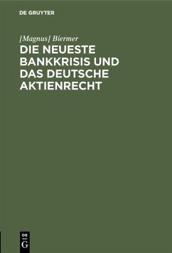 Cover Die neueste Bankkrisis und das deutsche Aktienrecht (eBook, PDF)