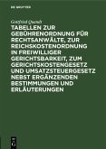 Tabellen zur Gebührenordnung für Rechtsanwälte, zur Reichskostenordnung in freiwilliger Gerichtsbarkeit, zum Gerichtskostengesetz und Umsatzsteuergesetz nebst ergänzenden Bestimmungen und Erläuterungen (eBook, PDF)