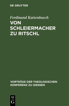 Cover Von Schleiermacher zu Ritschl (eBook, PDF)