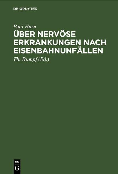 Über nervöse Erkrankungen nach Eisenbahnunfällen (eBook, PDF) Über nervöse Erkrankungen nach Eisenbahnunfällen (eBook, PDF)