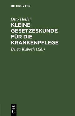 Cover Kleine Gesetzeskunde für die Krankenpflege (eBook, PDF)