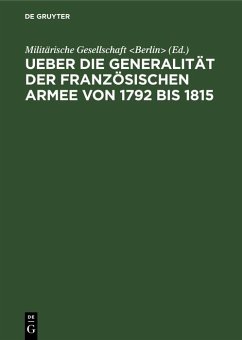 Cover Ueber die Generalität der französischen Armee von 1792 bis 1815 (eBook, PDF)