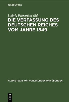 Die Verfassung des Deutschen Reiches vom Jahre 1849 (eBook, PDF)