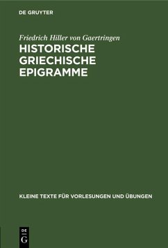 Cover Historische griechische Epigramme (eBook, PDF)