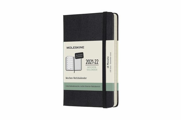 Moleskine 18 Monate Wochen Notizkalender Deutsch 2021/2022 Pocket/A6, Schwarz - Kalender 