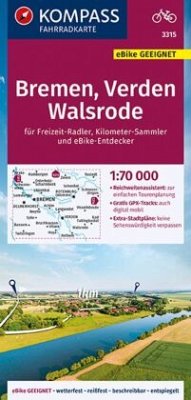 KOMPASS Fahrradkarte 3315 Bremen, Verden, Walsrode 1:70.000