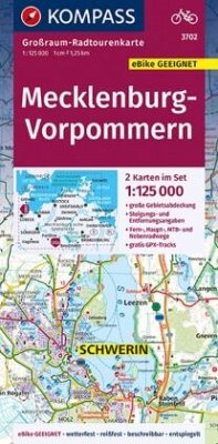 KOMPASS Großraum-Radtourenkarte Mecklenburg-Vorpommern, 1:125000