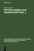 Mitteilungen aus Handschriften, I. (eBook, PDF)