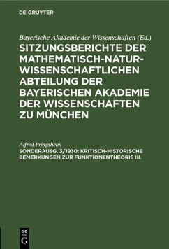 Cover Kritisch-historische Bemerkungen zur Funktionentheorie III. (eBook, PDF)