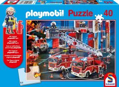 Schmidt 56380 - Playmobil, Feuerwehr, Puzzle mit Original Figur, 40 Teile