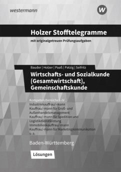 Holzer Stofftelegramme Baden-Württemberg - Wirtschafts- und Sozialkunde (Gesamtwirtschaft), Gemeinschaftskunde - Holzer, Volker;Paaß, Thomas;Bauder, Markus