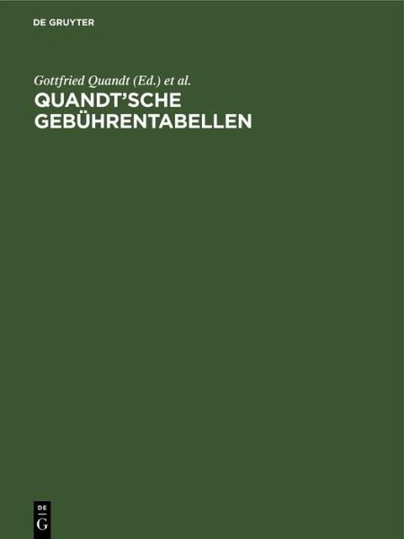 Quandt'sche Gebührentabellen (eBook, PDF)