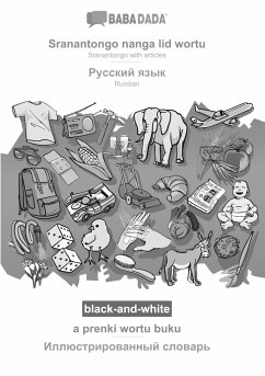 Cover Sranantongo with articles (in srn script) - Russian (in cyrillic script), visual dictionary, BW
