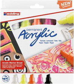 Edding Acrylmarker Acrylic 5000 Breit neon 5er Set