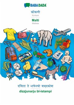 Cover BABADADA black-and-white, Konkani (in devanagari script) - Malti, visual dictionary (in devanagari script) - dizzjunarju bl-istampi