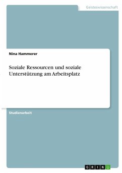 Soziale Ressourcen und soziale Unterstützung am Arbeitsplatz - Hammerer, Nina