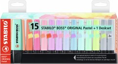 Textmarker - STABILO BOSS ORIGINAL Pastel - 15er Tischset - mit 14 verschiedenen Farben