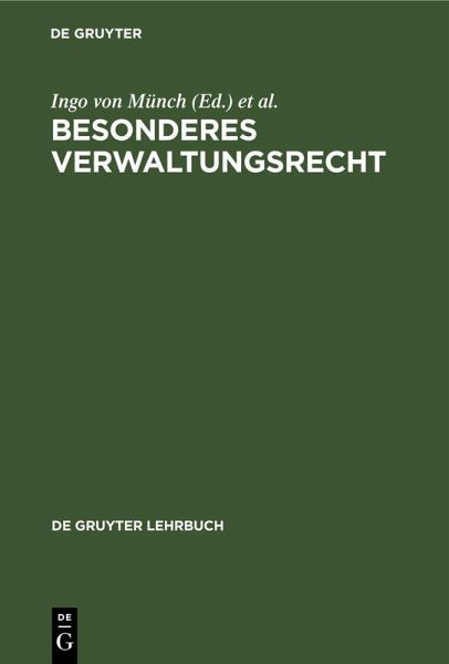 Besonderes Verwaltungsrecht Besonderes Verwaltungsrecht