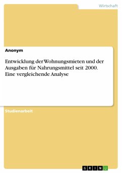 Cover Entwicklung der Wohnungsmieten und der Ausgaben für Nahrungsmittel seit 2000. Eine vergleichende Analyse (eBook, PDF)