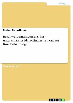 Beschwerdemanagement. Ein unterschätztes Marketinginstrument zur Kundenbindung? - Schipflinger, Stefan