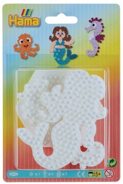 Hama 4575 - Stiftplatten 3er Set,, Seepferdchen/Meerjungfrau/Sechseck, für Bügelperlen midi 5+
