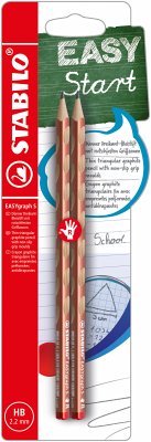 Schmaler Dreikant-Bleistift für Rechtshänder - STABILO EASYgraph S Metallic Edition in Kupfer - 2er Pack - Härtegrad HB