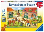 Ravensburger Kinderpuzzle - 05178 Ferien auf dem Pferdehof - Puzzle für Kinder ab 3 Jahren, mit 2x12 Teilen