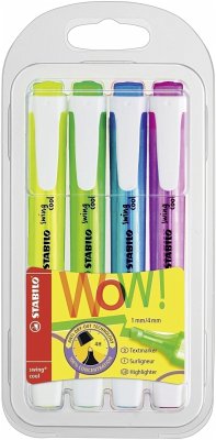 Textmarker - STABILO swing cool - 4er Pack - gelb, grün, blau, pink Cover Textmarker - STABILO swing cool - 4er Pack - gelb, grün, blau, pink