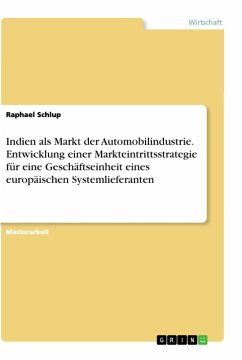 Indien als Markt der Automobilindustrie. Entwicklung einer Markteintrittsstrategie für eine Geschäftseinheit eines europäischen Systemlieferanten - Schlup, Raphael