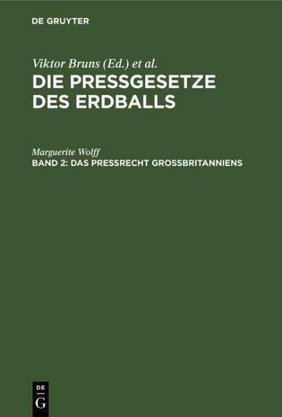 Das Preßrecht Großbritanniens (eBook, PDF)