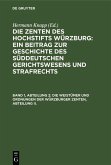 Die Weistümer und Ordnungen der Würzburger Zenten, Abteilung II. (eBook, PDF)