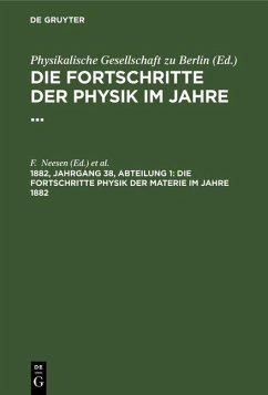 Cover Die Fortschritte Physik der Materie im Jahre 1882 (eBook, PDF)