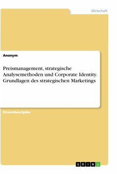 Preismanagement, strategische Analysemethoden und Corporate Identity. Grundlagen des strategischen Marketings