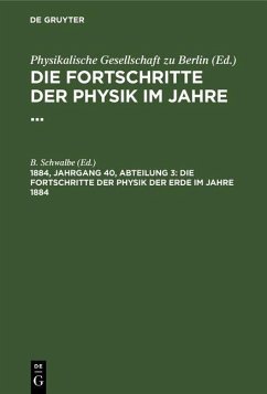 Cover Die Fortschritte der Physik der Erde im Jahre 1884 (eBook, PDF)
