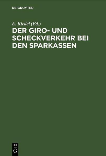 Der Giro- und Scheckverkehr bei den Sparkassen (eBook, PDF)