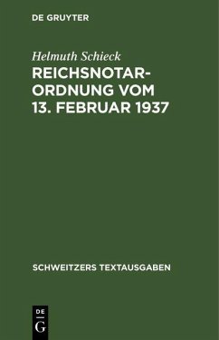Cover Reichsnotarordnung vom 13. Februar 1937 (eBook, PDF)