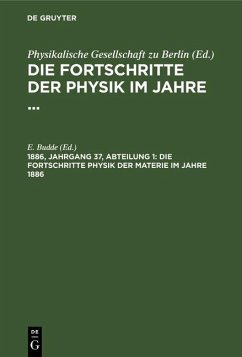 Cover Die Fortschritte Physik der Materie im Jahre 1886 (eBook, PDF)