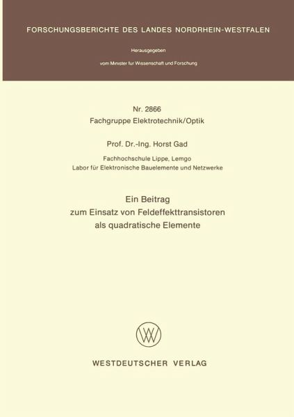 Ein Beitrag zum Einsatz von Feldeffekttransistoren als quadratische Elemente (eBook, PDF)